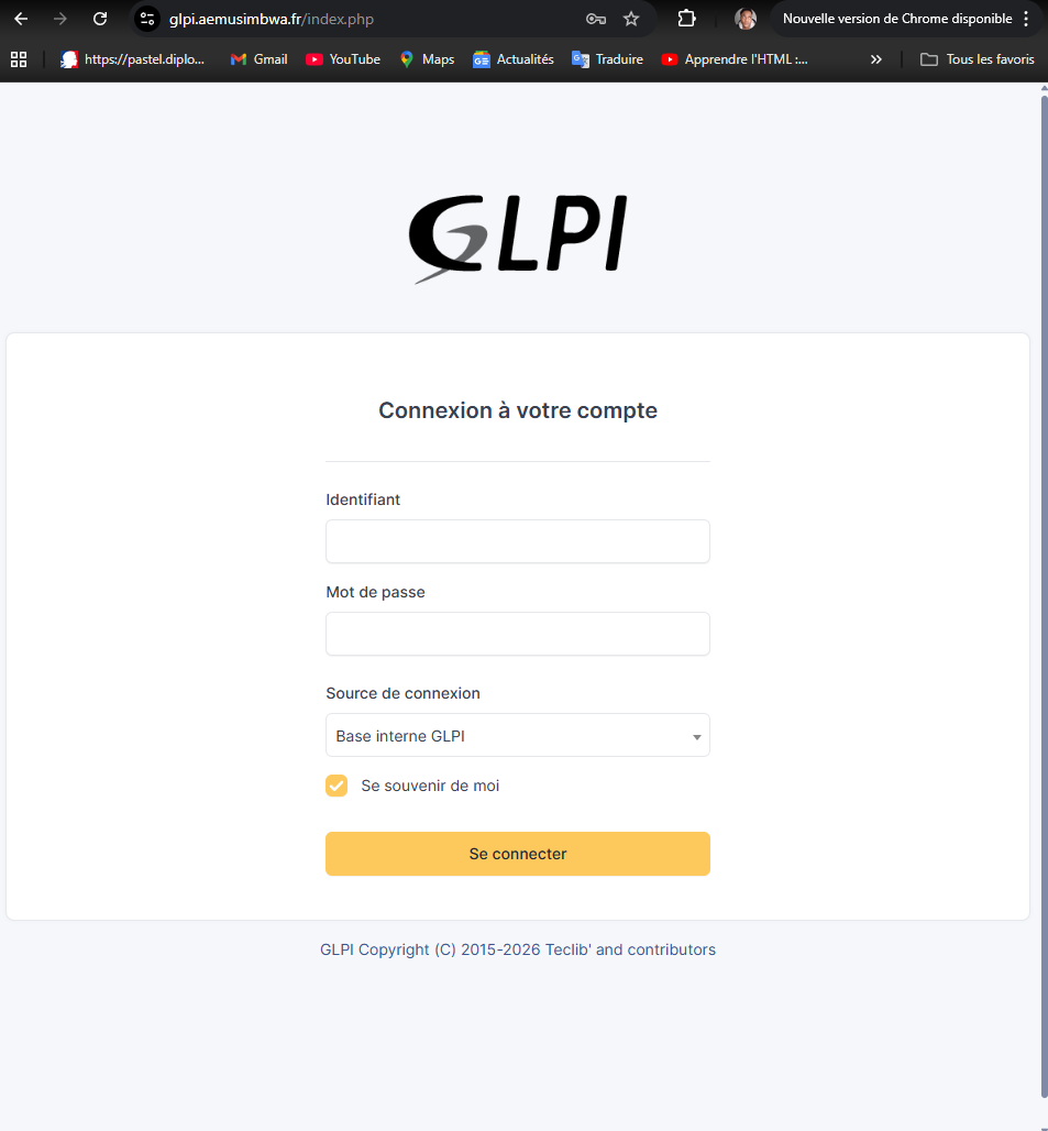 Page de garde Glpi